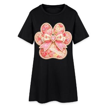 Mignon design de coquette florale en nœud Paw - Robe T-shirt Femme - noir - Devant
