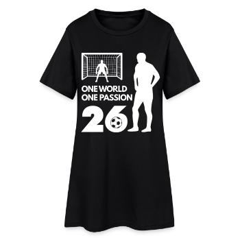 One Love One Passion Fußball Soccer - Frauen T-Shirt-Kleid - Schwarz - Vorne