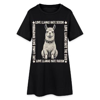Love Llamas Hate Fascism Shirt - Women’s T-Shirt Dress - black - Front