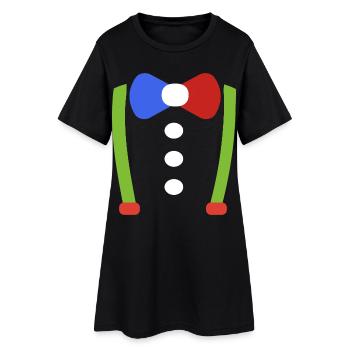 Jartelles, nœud papillon, Clown de Nerd Costume de Carnaval - Robe T-shirt Femme - noir - Devant