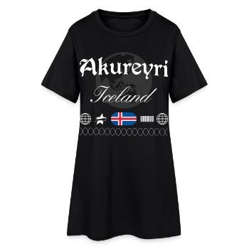 Akureyri Island Streetwear Reise Souvenir - Frauen T-Shirt-Kleid - Schwarz - Vorne