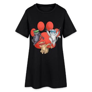 Ninja Cats Japanese Anime Shinobi Kittens Gift - Women’s T-Shirt Dress - black - Front