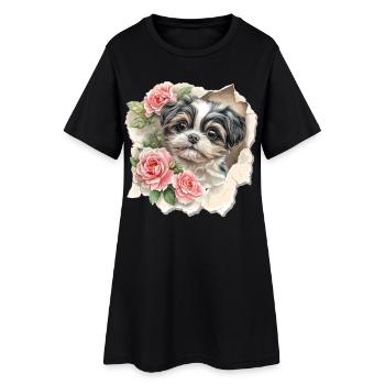 Shih Tzu - Robe T-shirt Femme - noir - Devant