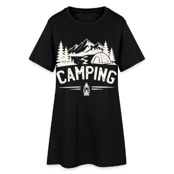 Camping, tente d’aventure en plein air en montagne - Robe T-shirt Femme - noir - Devant