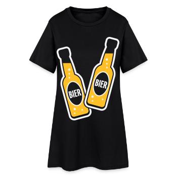 2 Bierflaschen Stoßen An (Bier Biertrinker NEG 2C) - Frauen T-Shirt-Kleid - Schwarz - Vorne