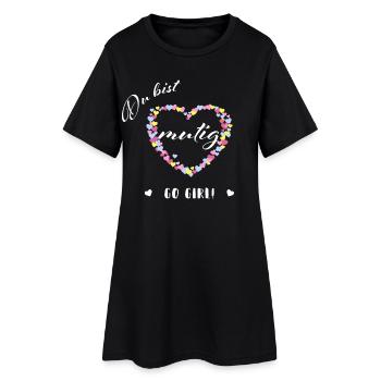 Du bist mutig – Go Girl! | Pastell Herz Mutmacher - Frauen T-Shirt-Kleid - Schwarz - Vorne