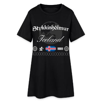 Stykkishólmur Island Streetwear Reise Souvenir - Frauen T-Shirt-Kleid - Schwarz - Vorne