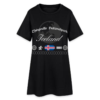 Thingvellir Nationalpark Island Streetwear - Frauen T-Shirt-Kleid - Schwarz - Vorne