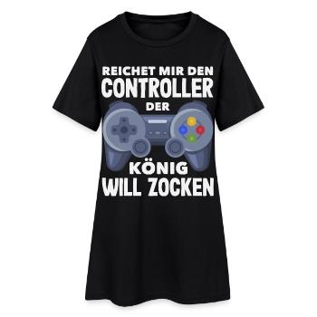 Reichet Mir Den Controller König Will Zocken - Frauen T-Shirt-Kleid - Schwarz - Vorne