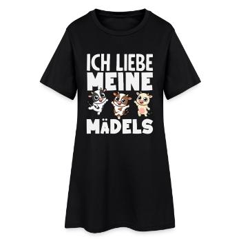 Ich Liebe Meine Mädels Lustige Kühe Bauer Kuh - Frauen T-Shirt-Kleid - Schwarz - Vorne