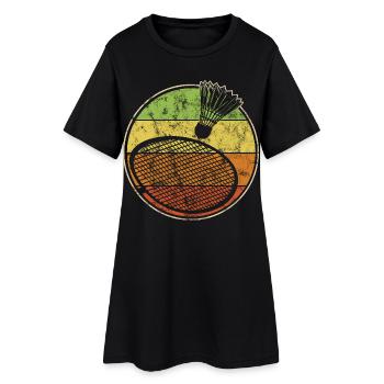 Imprimé vintage avec raquette de badminton et volant - Robe T-shirt Femme - noir - Devant