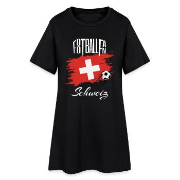 Fussball Fan Schweiz - Frauen T-Shirt-Kleid - Schwarz - Vorne
