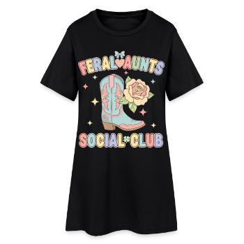 Gender reveal Feral Aunts Social Club Mom Dad - Women’s T-Shirt Dress - black - Front