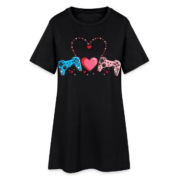 Retro Heart Valentine's Day Design Love - Women’s T-Shirt Dress - black - Front