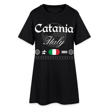 Catania Italien Streetwear Reise Souvenir - Frauen T-Shirt-Kleid - Schwarz - Vorne