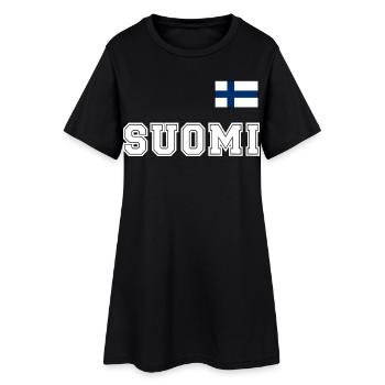 FINNLAND - SUOMI Trikot Look - Flagge auf Brust - Frauen T-Shirt-Kleid - Schwarz - Vorne