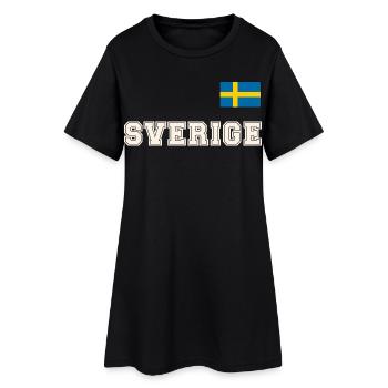 SCHWEDEN - SVERIGE Trikot Look - Flagge auf Brust - Frauen T-Shirt-Kleid - Schwarz - Vorne