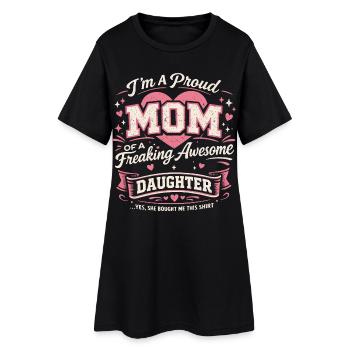 Stolze Mama, großartige Tochter | Mutter-Tochter-Humor - Frauen T-Shirt-Kleid - Schwarz - Vorne