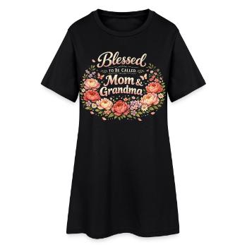 Mama & Oma | Geschenk von Mama und Großmutter - Frauen T-Shirt-Kleid - Schwarz - Vorne
