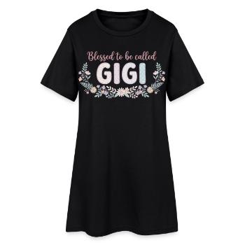 Gigi Oma Blumen Geschenk süße Oma - Frauen T-Shirt-Kleid - Schwarz - Vorne