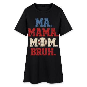 Maman Baseball Bruh Humour Cadeau Garçon - Robe T-shirt Femme - noir - Devant