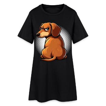 Dackel Dackelbesitzer Dackelhalter Dackelliebhaber - Frauen T-Shirt-Kleid - Schwarz - Vorne