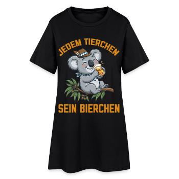 Jedem Tierchen sein Bierchen Koala Bär trinkt Bier - Frauen T-Shirt-Kleid - Schwarz - Vorne