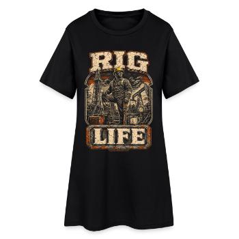 Ouvrier sur plateformes pétrolières - Robe T-shirt Femme - noir - Devant