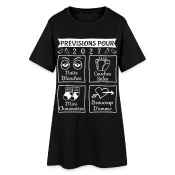 Prévisions 2027 future maman, futur papa, maman  - Robe T-shirt Femme - noir - Devant