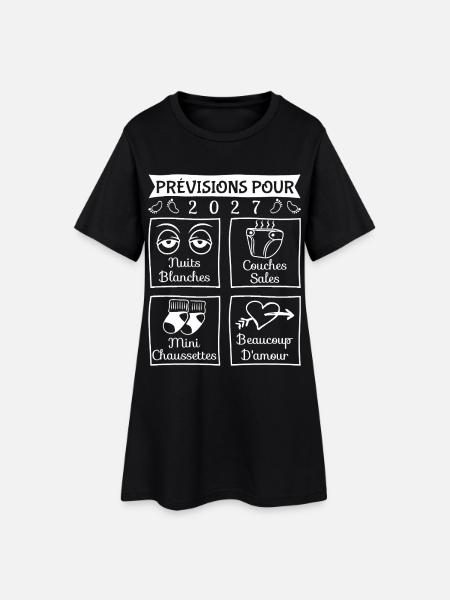 Prévisions 2027 future maman, futur papa, maman  - Robe T-shirt Femme - noir