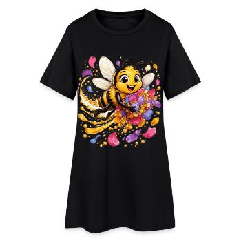 bee honey beekeeper honeycomb flowers meadow insect - Women’s T-Shirt Dress - black - Front