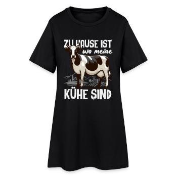 Zu Hause Ist Wo Meine Kühe Sind Bauer Landwirt - Frauen T-Shirt-Kleid - Schwarz - Vorne