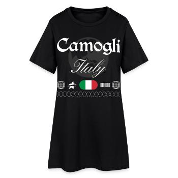 Camogli Italien Streetwear Reise Souvenir - Frauen T-Shirt-Kleid - Schwarz - Vorne