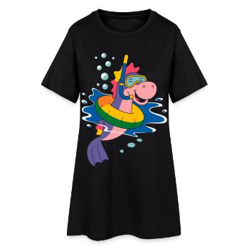 Hippocampe drôle - Robe T-shirt Femme - noir - Devant