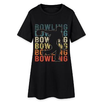 Quilles Skittles Graphique rétro avec joueur de bowling - Robe T-shirt Femme - noir - Devant