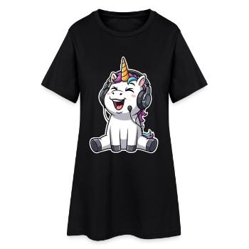 Unicorn Singing Listening to Music - Women’s T-Shirt Dress - black - Front