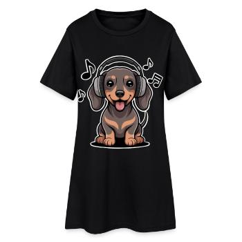 Musique teckel - Robe T-shirt Femme - noir - Devant