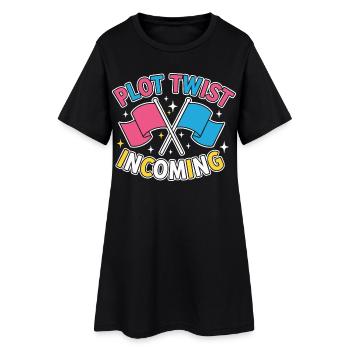 Geschlechter-Enthüllung Plot-Twist – Team Pink Team - Frauen T-Shirt-Kleid - Schwarz - Vorne