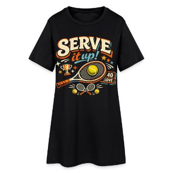 Tennis Serve It Up Retro Motiv - Frauen T-Shirt-Kleid - Schwarz - Vorne