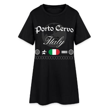 Porto Cervo Italien Streetwear Reise Souvenir - Frauen T-Shirt-Kleid - Schwarz - Vorne