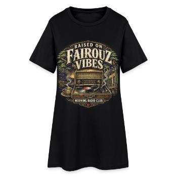 Lebanon Lebanese Raised On Fairouz Vibes - Women’s T-Shirt Dress - black - Front