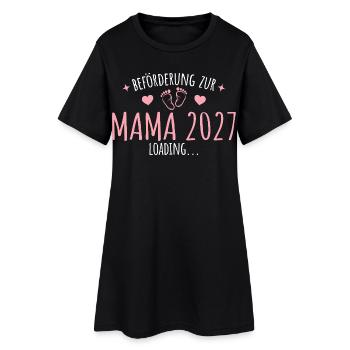 Schwangerschaft Verkünden Mama 2027 - Frauen T-Shirt-Kleid - Schwarz - Vorne