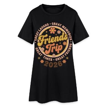 Présentation de la tenue de groupe rétro du voyage d’amis 2026 - Robe T-shirt Femme - noir - Devant
