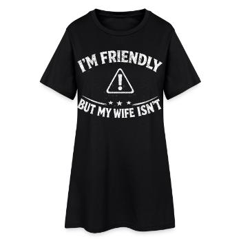 Je suis sympathique mais ma femme n’est pas rétro en disant - Robe T-shirt Femme - noir - Devant