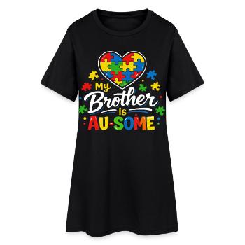 My Brother Is Au-Some Autismus Herz Spruch - Frauen T-Shirt-Kleid - Schwarz - Vorne