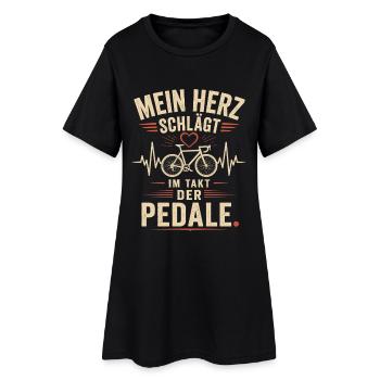 Mein Herz Schlägt Fahrrad Shirt - Frauen T-Shirt-Kleid - Schwarz - Vorne