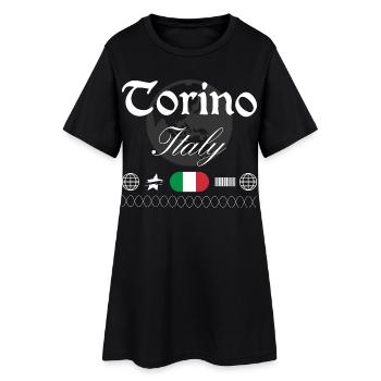 Turin Italien Streetwear Reise Souvenir - Frauen T-Shirt-Kleid - Schwarz - Vorne