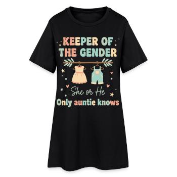 Gender Reveal Hüter des Geschlechts, das Tante kennt - Frauen T-Shirt-Kleid - Schwarz - Vorne