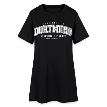 Dortmund GPS Design – Ruhrgebiet College Stil - Frauen T-Shirt-Kleid - Schwarz - Vorne