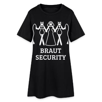 Braut Security (JGA Polterabend Peitsche / White) - Frauen T-Shirt-Kleid - Schwarz - Vorne